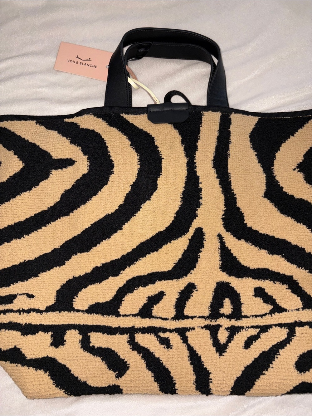NWT VOILE BLANCHE THE LARGE WINTER SAFARI TOTE BAG in DARK BROWN-BEIGE - Picture 13 of 14